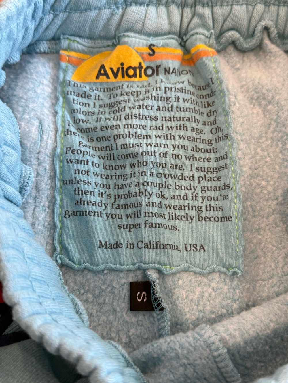 Aviator Nation 5 Stripe Wide Leg Pocket Sweatpants - Aqua / White Neon - Picture 10 of 15